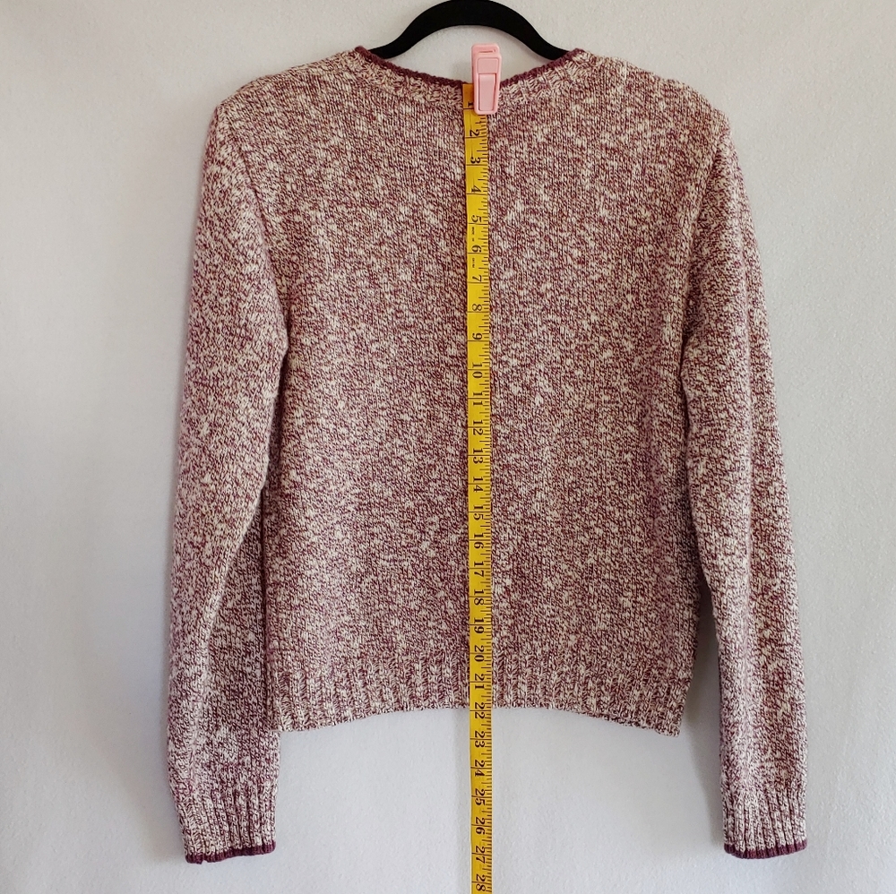 Land's End Purple Marled V Neck Sweater - Picture 4 of 12